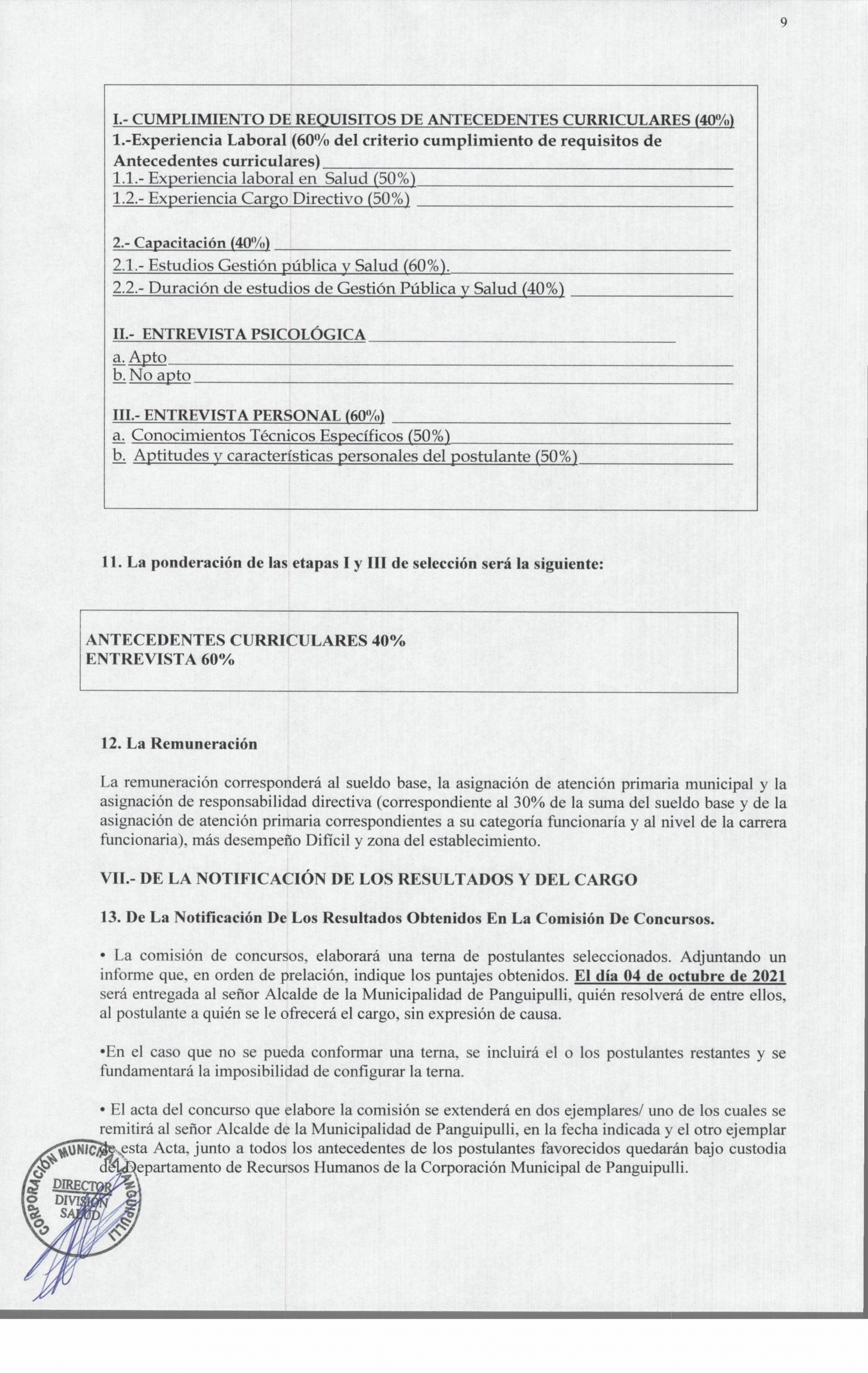 Bases Para Concurso P Blico De Antecedentes Para Director Cesfam